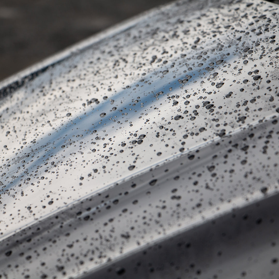 Close up of water beading because of BCS Super Rinse protection.