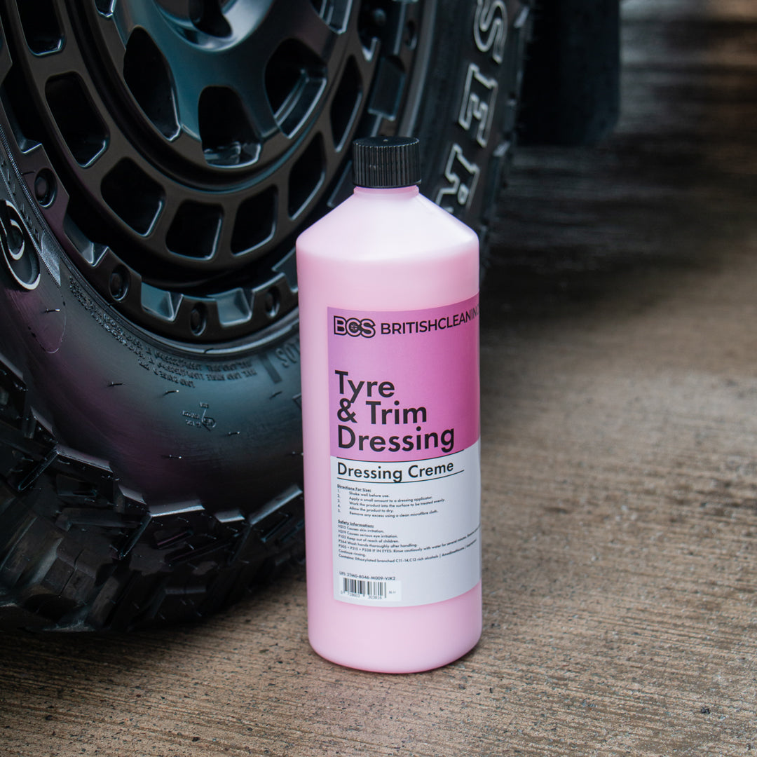 BCS Tyre & Trim Dressing infant of freshly dressed tyre