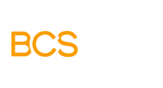 BCS logo white and orange with outline